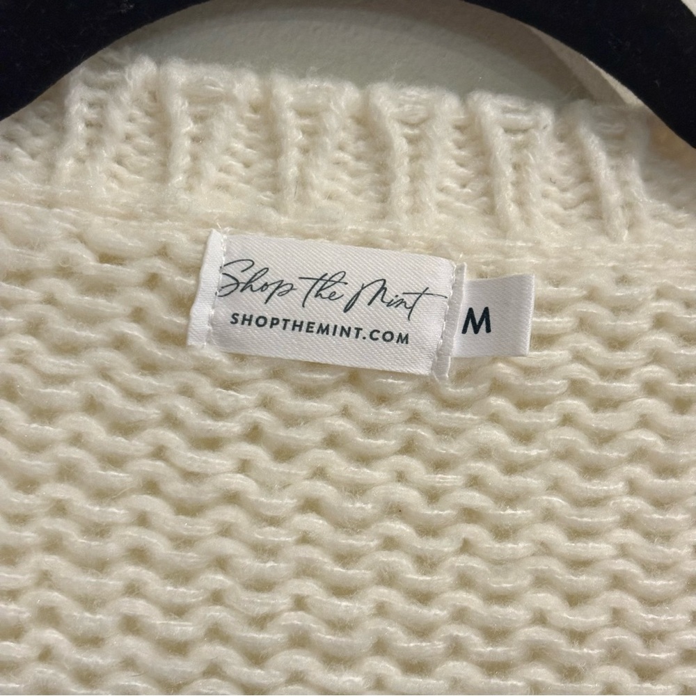 Shop the Mint The Dream Cream Floral Embroidered Sweater Medium - Picture 8 of 9